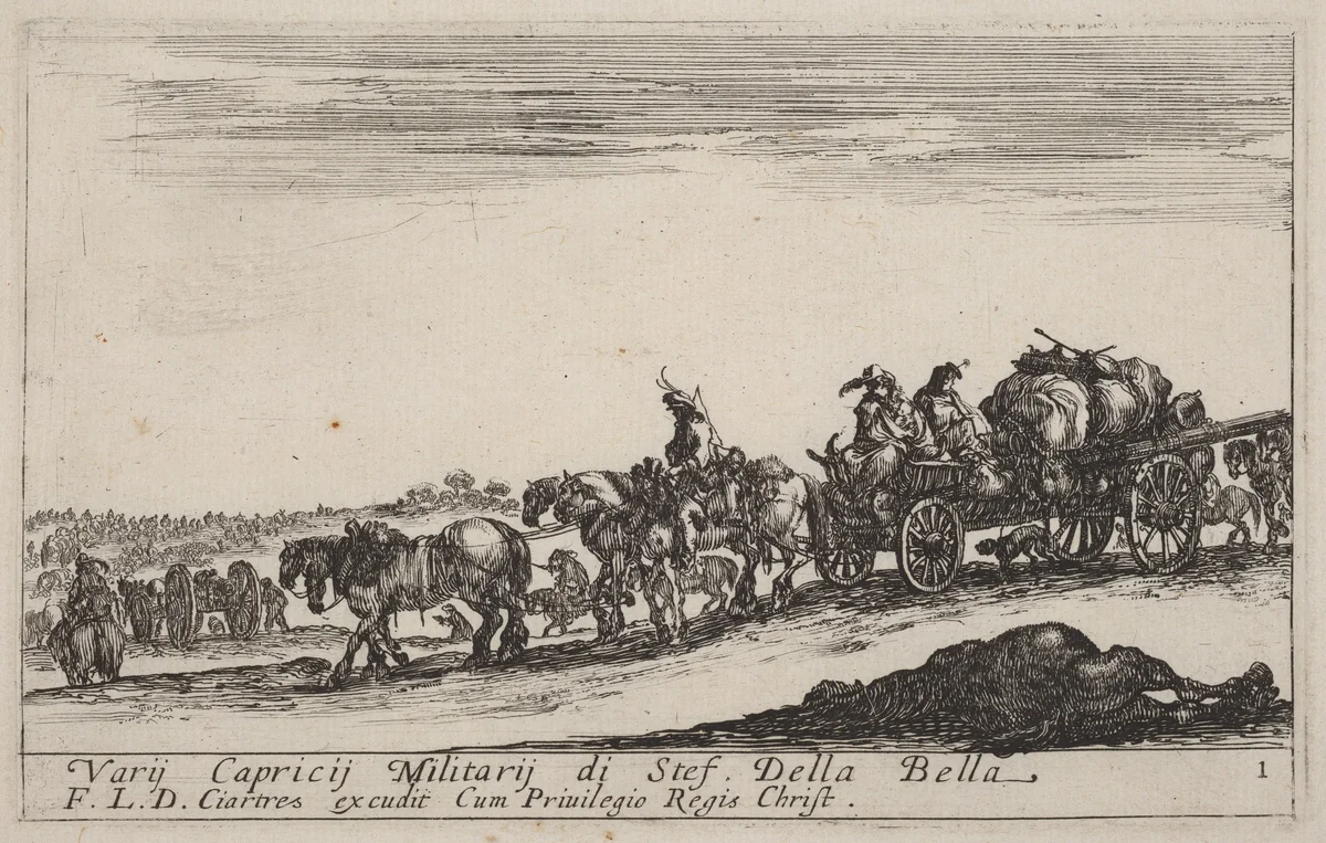 Baggage Train by Stefano della Bella, print, 1641