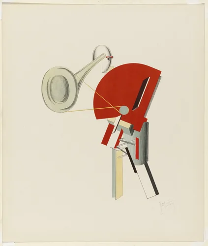 Announcer (Ansager) from Figurines: The Three-Dimensional Design of the Electro-Mechanical Show Victory over the Sun (Figurinen, die plastische Gestaltung der elektro-mechanischen Schau Sieg über die Sonne) by El Lissitzky, print, 1920