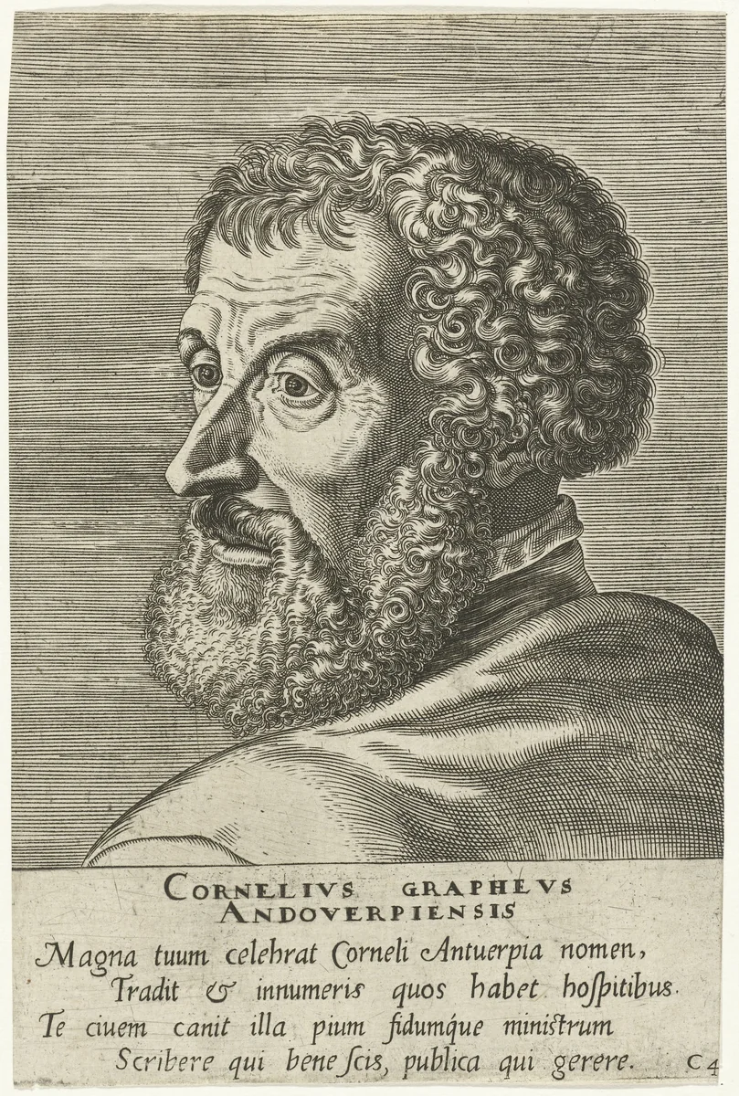 Portret van Cornelis Grapheus by Philips Galle, print, 1572