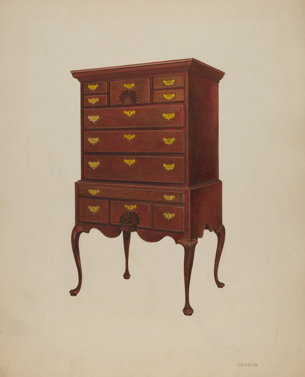 Highboy by Arsen Maralian, index of american design, 1937