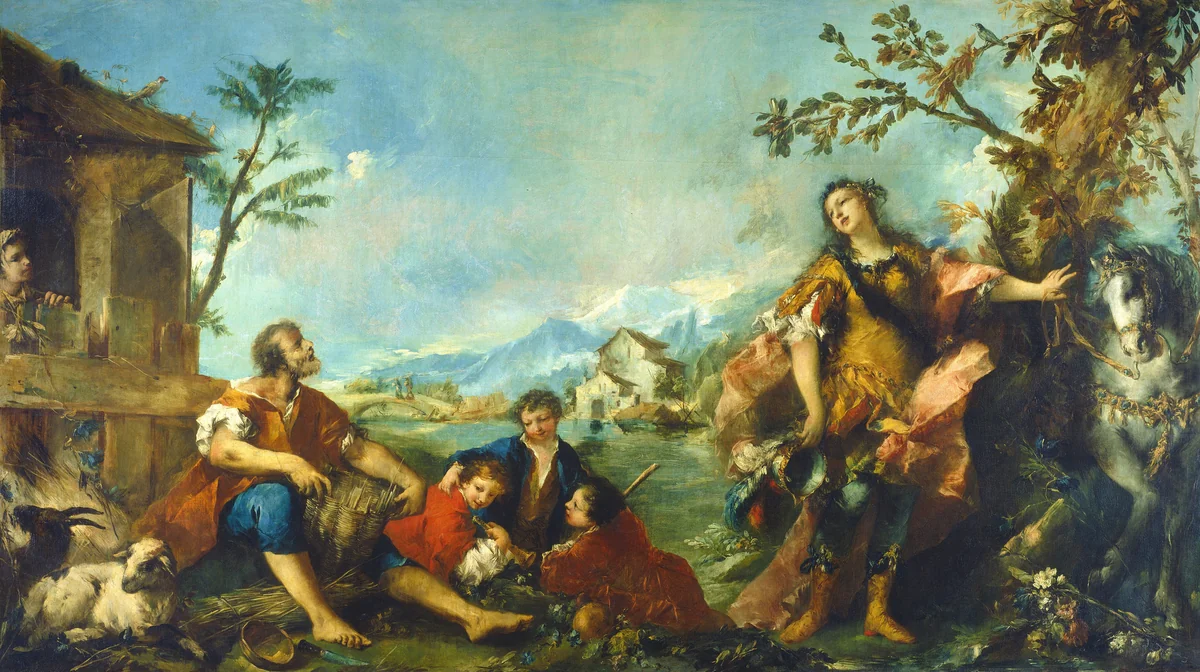 Erminia and the Shepherds by Francesco Guardi, painting, 1750-1755
