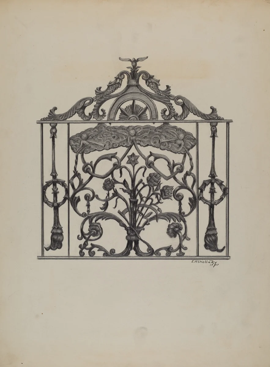 Cast Iron Gate by Eugene Shellady, index of american design, 1937