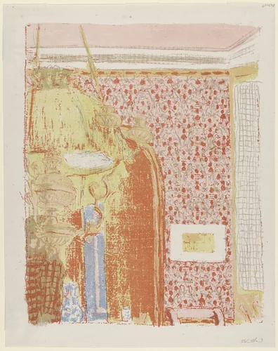 Interior with Pink Wallpaper II (Intérieur aux tentures roses II) from Landscapes and Interiors (Paysages et intérieurs) by Édouard Vuillard, print, 1899