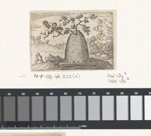 Amor bij een bijenkorf by Michiel le Blon, print, 1616