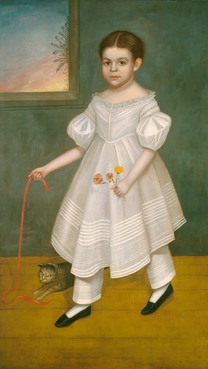 Girl with Kitten by Joseph Goodhue Chandler, painting, 1836-1838