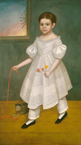 Girl with Kitten by Joseph Goodhue Chandler, painting, 1836-1838