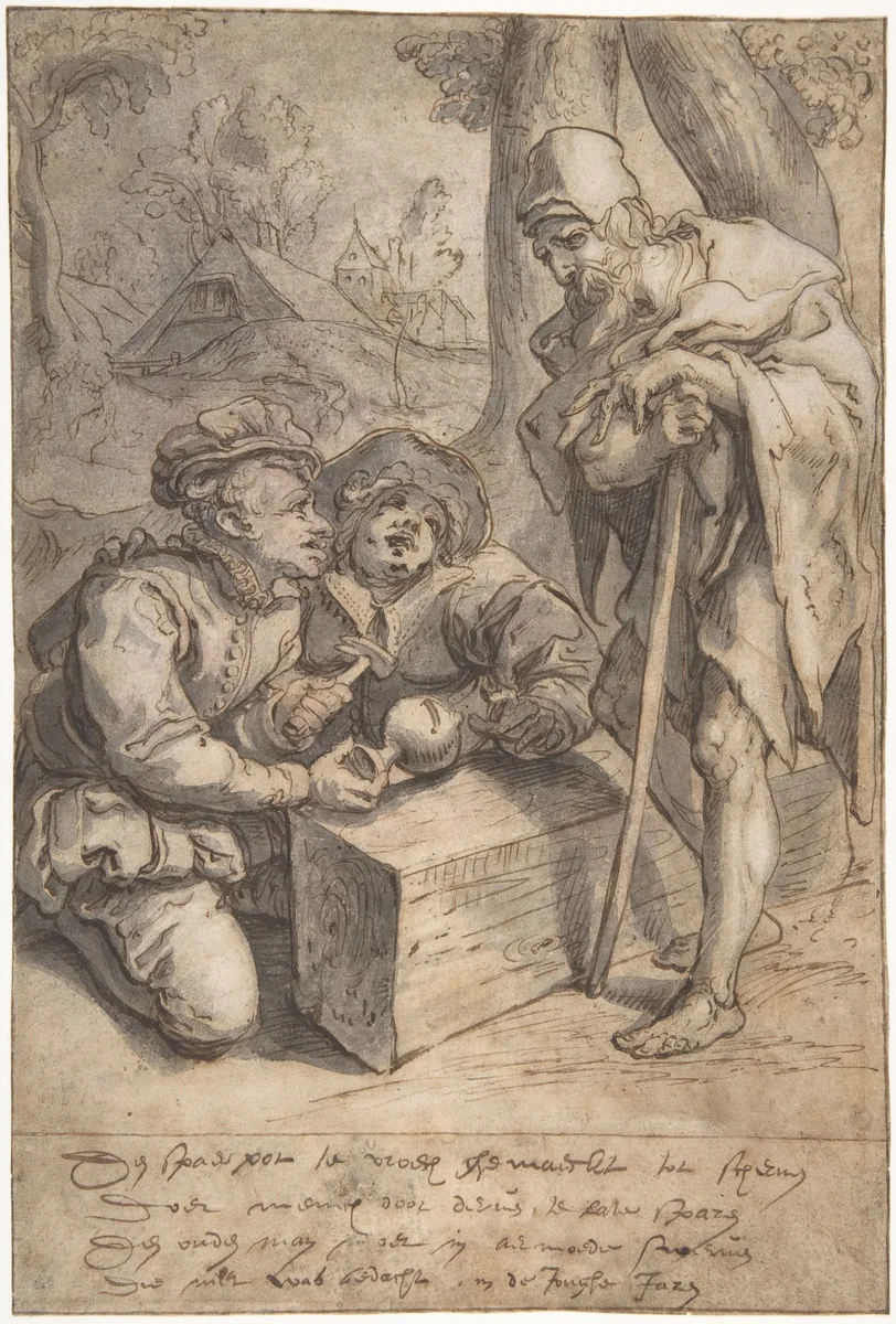 A Proverb: Wealth and Poverty by Karel van Mander, drawing, 1560-1606