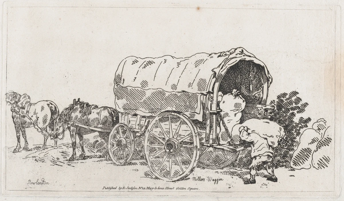Millers Waggon, from The Rhedarium, or, A New Book of Horses and Carriages by Thomas Rowlandson, print, 1784