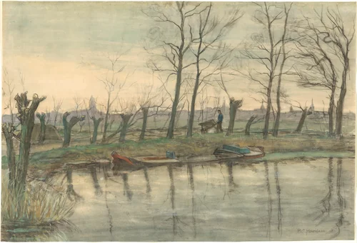 Amsterdam Skyline Viewed from the West by Piet Mondrian, print, 1894-1904