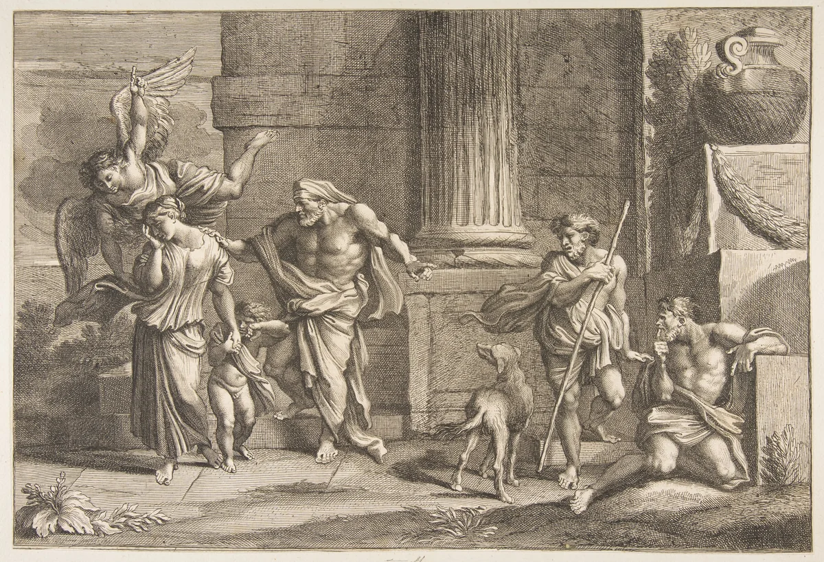 The Expulsion of Hagar by Charles Massé, print, 1646-1670