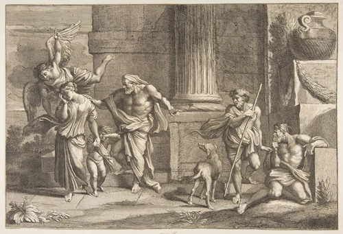The Expulsion of Hagar by Charles Massé, print, 1646-1670