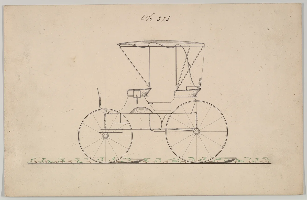 Extension Top Phaeton # 328 by Brewster & Co., drawing, 1860-1870