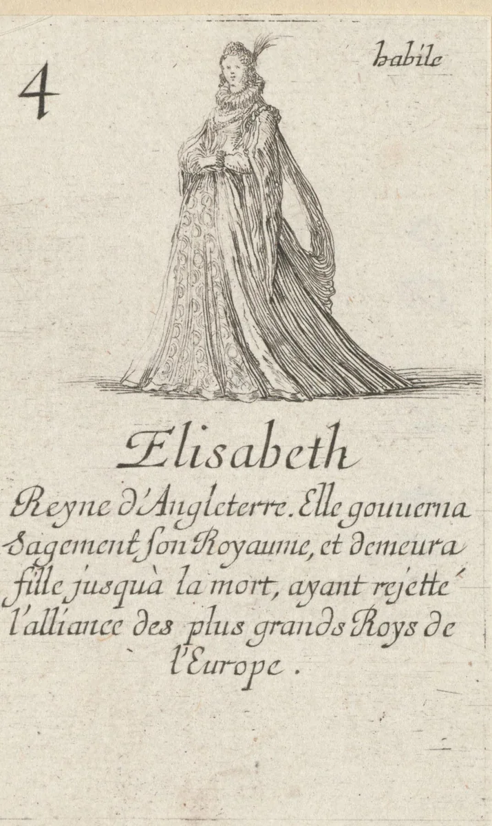 Elizabeth I Tudor by Stefano della Bella, print, 1620-1664