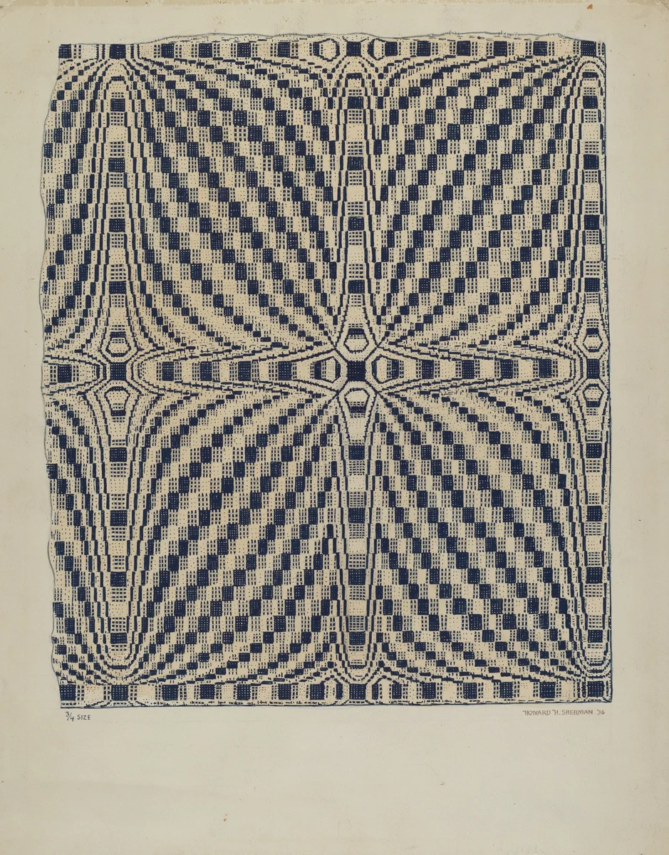 Handwoven Coverlet by Howard H. Sherman, index of american design, 1936