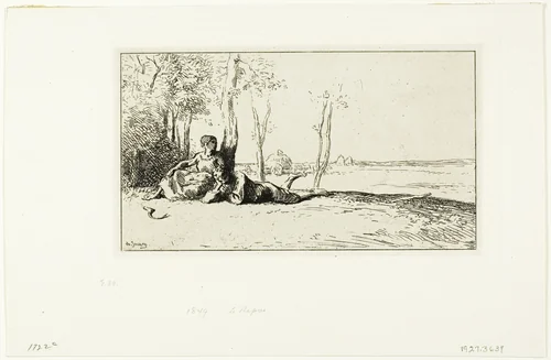 Reapers at Rest by Charles-Émile Jacque, print, 1849