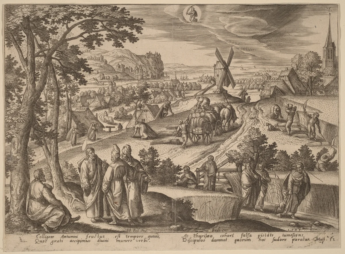 The Plucking of Ears of Corn on Sabbath Day by Adriaen Collaert
Hans Bol
Jan Sadeler I, print, 1585