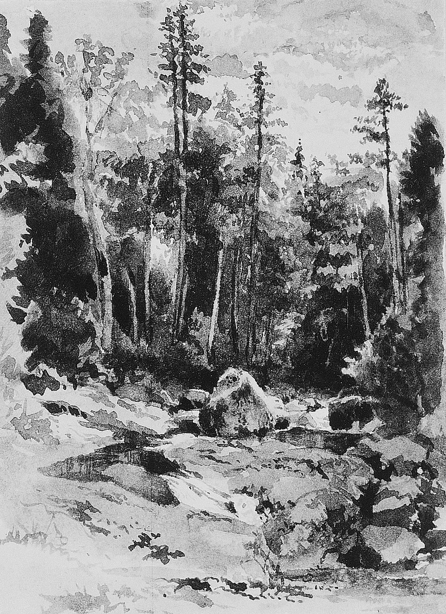 Peabody at the Glen, New Hampshire by John William Hill, artwork, 1854-1860