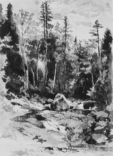 Peabody at the Glen, New Hampshire by John William Hill, artwork, 1854-1860