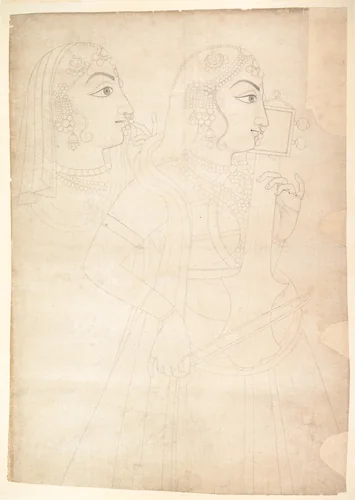 Singer and Sarinda Player by Sahib Ram, painting, 1790-1810