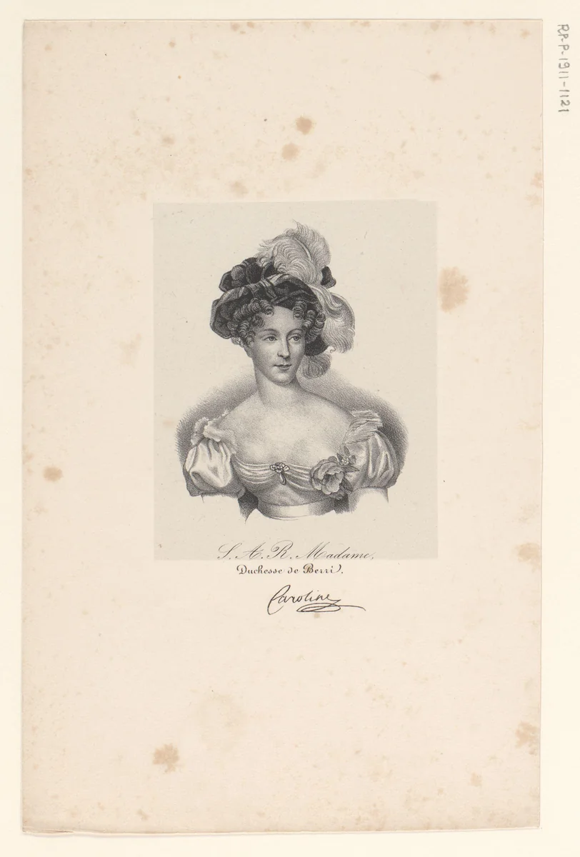 Portret van Maria Carolina van Bourbon-Sicilië by anonymous, print, 1825-1842