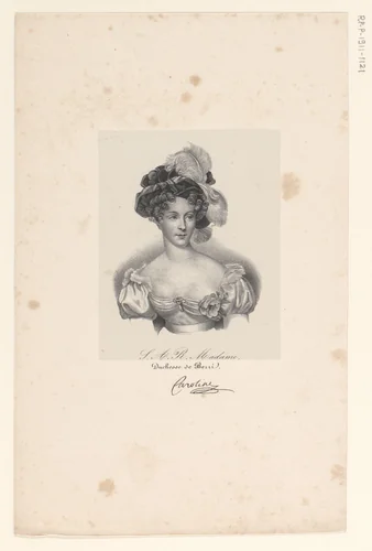 Portret van Maria Carolina van Bourbon-Sicilië by anonymous, print, 1825-1842