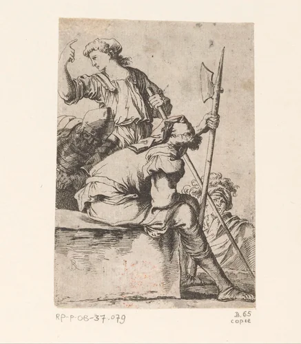 Vier soldaten by anonymous, print, 1656