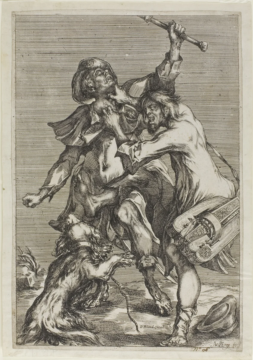 Two Beggars Fighting by Jacques Bellange, print, 1575-1616