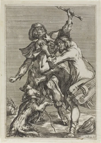 Two Beggars Fighting by Jacques Bellange, print, 1575-1616