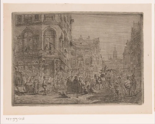 Carnavalsoptocht door de stad by Florent Nicolas Crabeels, print, 1754