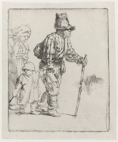 Peasant Family on the Tramp by Rembrandt van Rijn, print, 1652