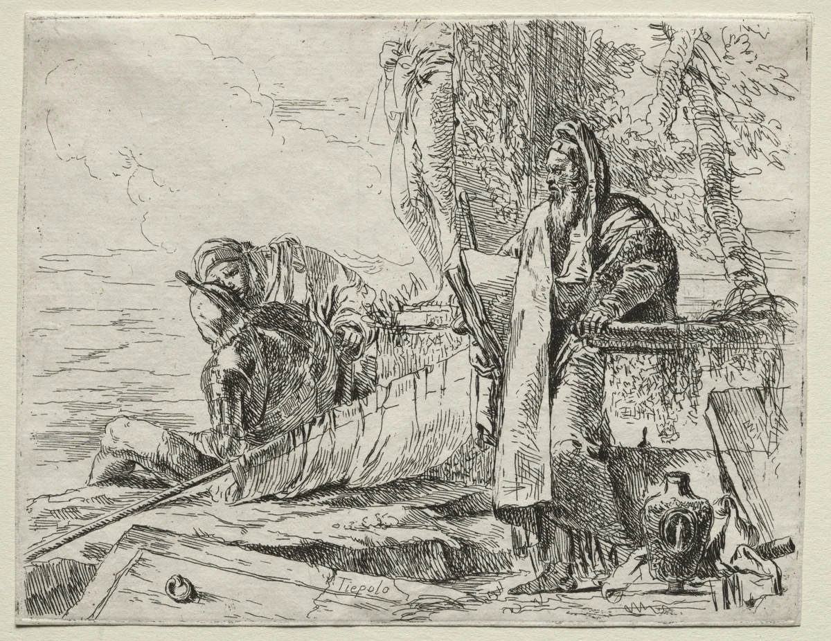 Various Caprices: The Philosopher Holding a Book by Giovanni Battista Tiepolo, print, 1730-1755