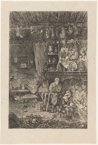 Flemish Interior by Rodolphe Bresdin, print, 1876-1880