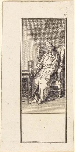 Young Man Seated, Smoking by Daniel Nikolaus Chodowiecki, print, 1784