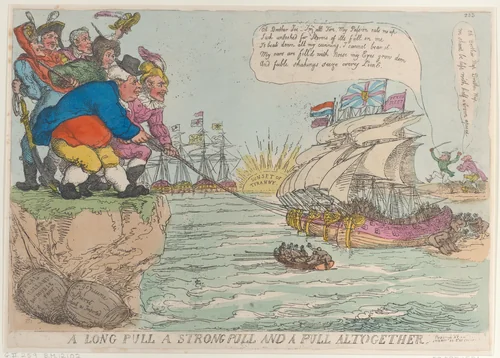 A Long Pull A Strong Pull and a Pull Altogether by Thomas Rowlandson, print, 1813