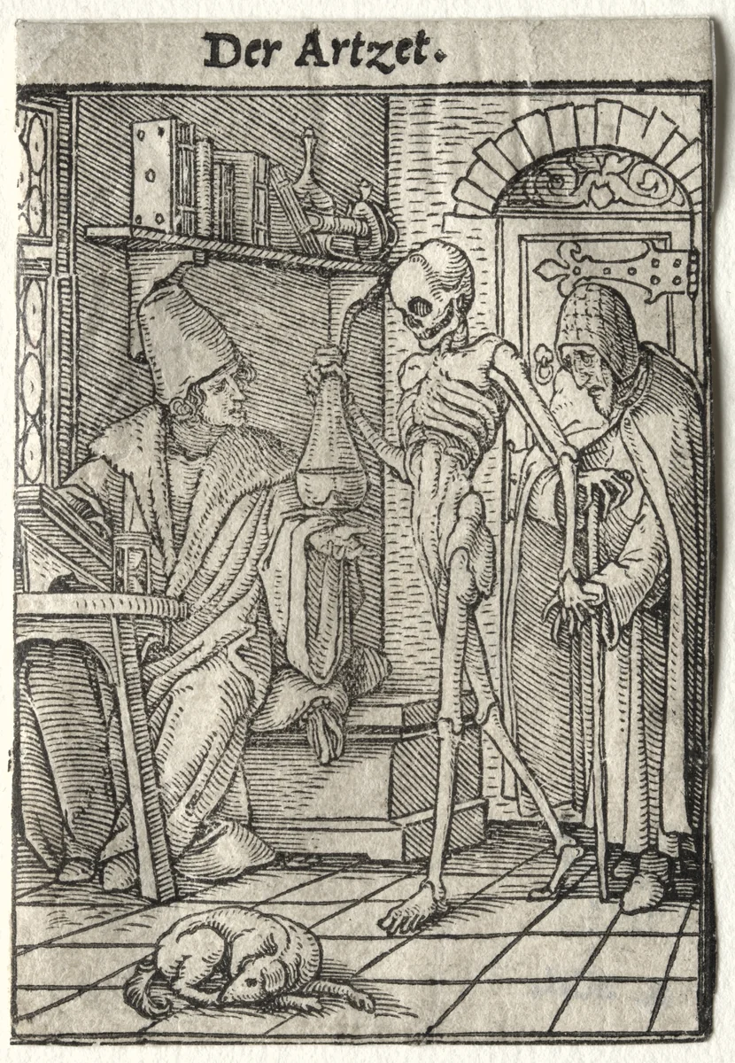 Dance of Death: The Doctor by Hans Holbein the Younger, print, 1521-1531