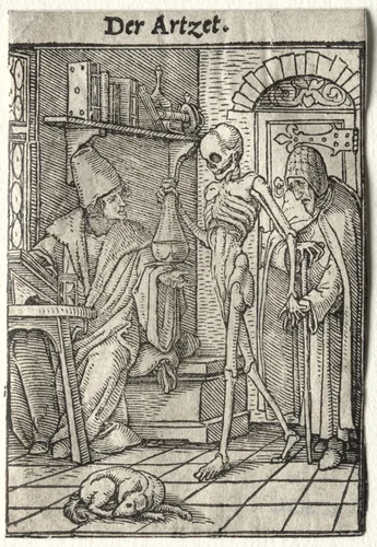 Dance of Death: The Doctor by Hans Holbein the Younger, print, 1521-1531
