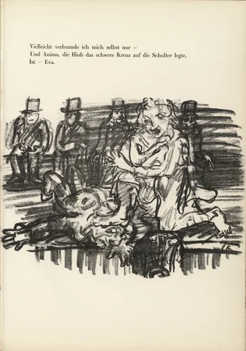 End: Anima and Job (Finis: Anima und Hiob) (tailpiece, page 55) from Hiob (Job) by Oskar Kokoschka, illustrated book, 1916