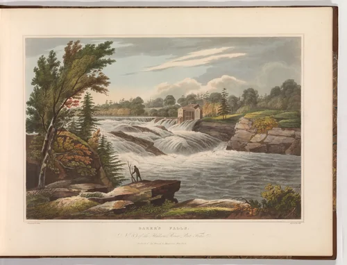 Baker's Falls (No. 8 of The Hudson River Portfolio) by John Hill, print, 1823-1824