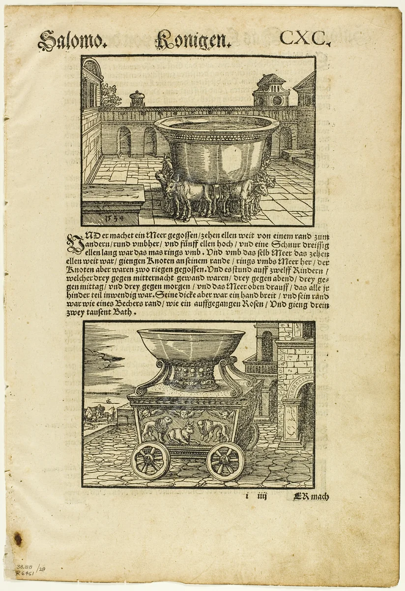 Ceremonial Vessels from Martin Luther (German Bible), plate 29 from Woodcuts from Books of the XVI Century by Monogrammist M.S., print, 1541