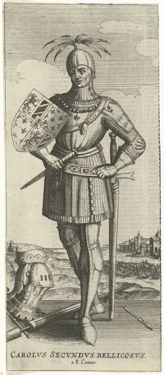 Portret van Karel de Stoute by anonymous, print, 1628-1688