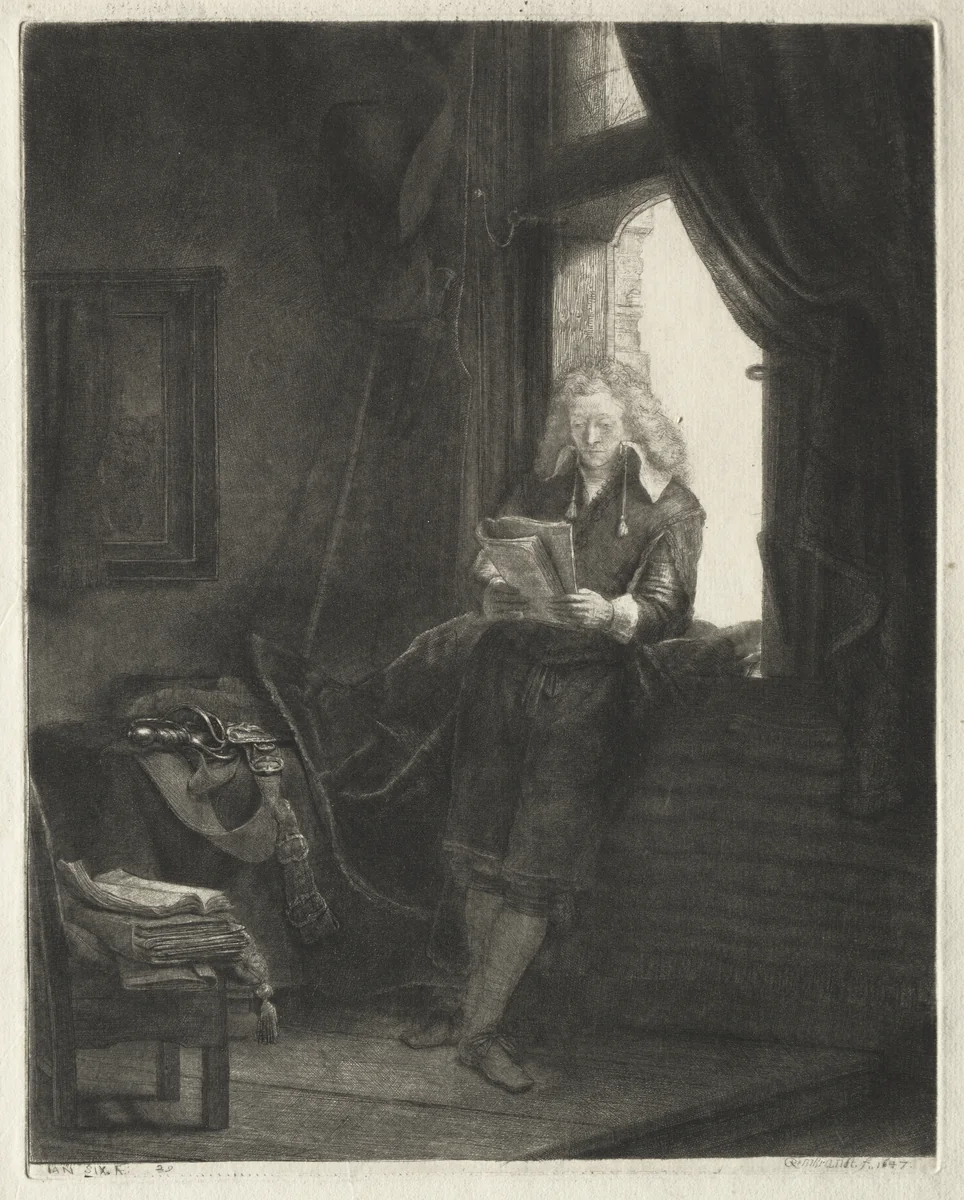 Jan Six by Rembrandt van Rijn, print, 1647