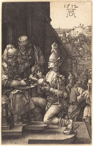Pilate Washing His Hands by Albrecht Dürer, print, 1512