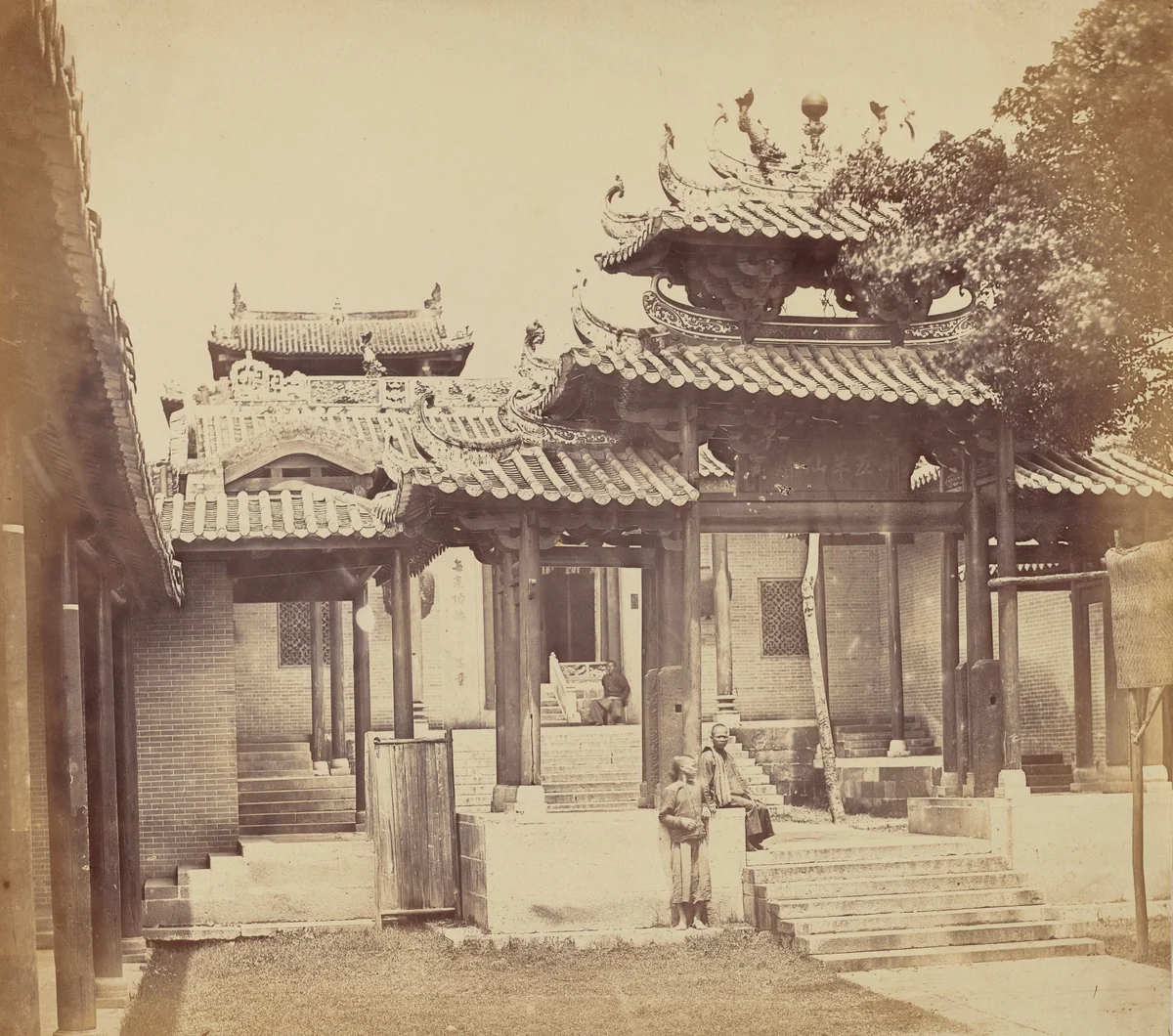 Entrance to the Five Genii Temple, Canton, April 1860 by Felice Beato, photograph, 1860