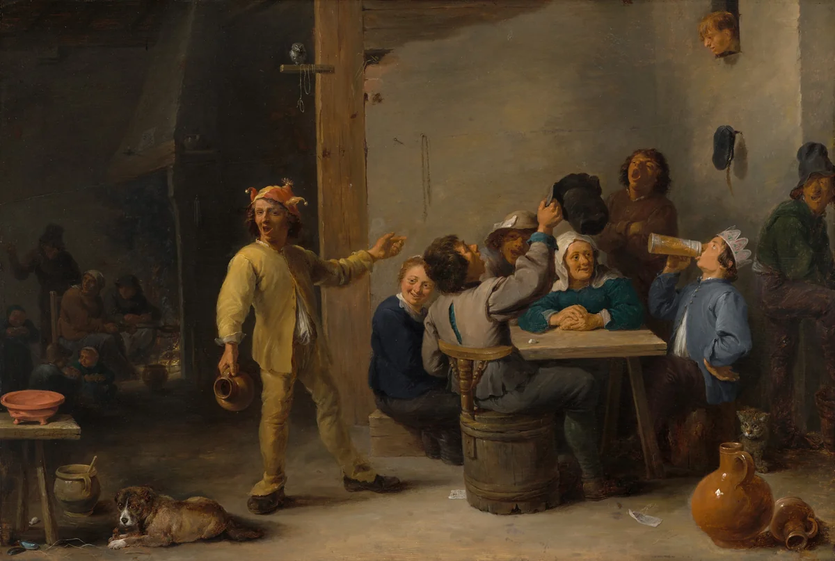 Peasants Celebrating Twelfth Night by David Teniers the Younger, painting, 1635
