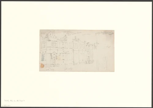Gezicht op panden aan de Palmgracht by Johan Martinus Anthon Rieke, drawing, 1861-1899
