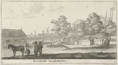 Trekschuit naar Haarlem by Reinier Nooms, print, 1652-1654