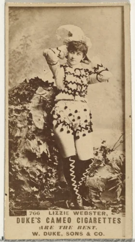 Card Number 766, Lizzie Webster, from the Actors and Actresses series (N145-5) issued by Duke Sons & Co. to promote Cameo Cigarettes by W. Duke, Sons & Co., photograph, 1880-1889