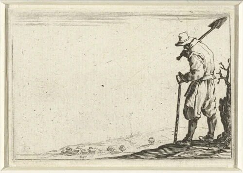 Man met schop by Jacques Callot, print, 1621