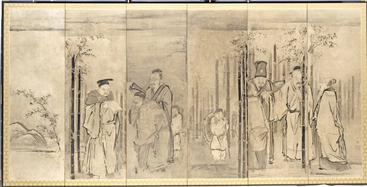 Seven Sages of the Bamboo Grove by Kano Tan'yū (狩野探幽), painting, 1625-1674