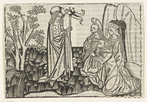 Christus verschijnt aan de drie Maria's by Unknown, print, 1480-1500